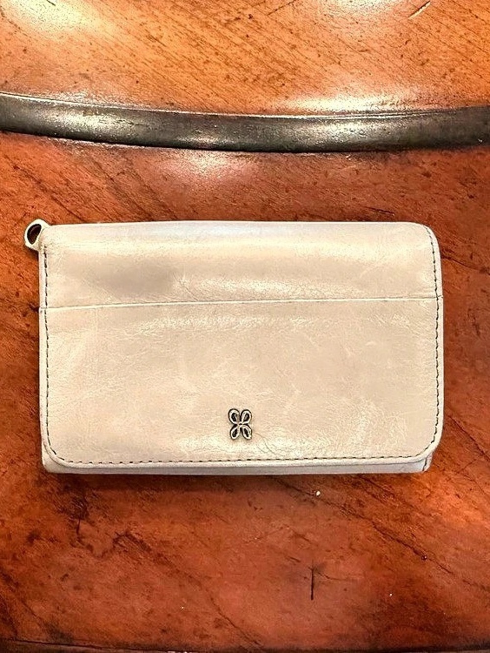 Hobo Leather Zip Around Wallet in Beige